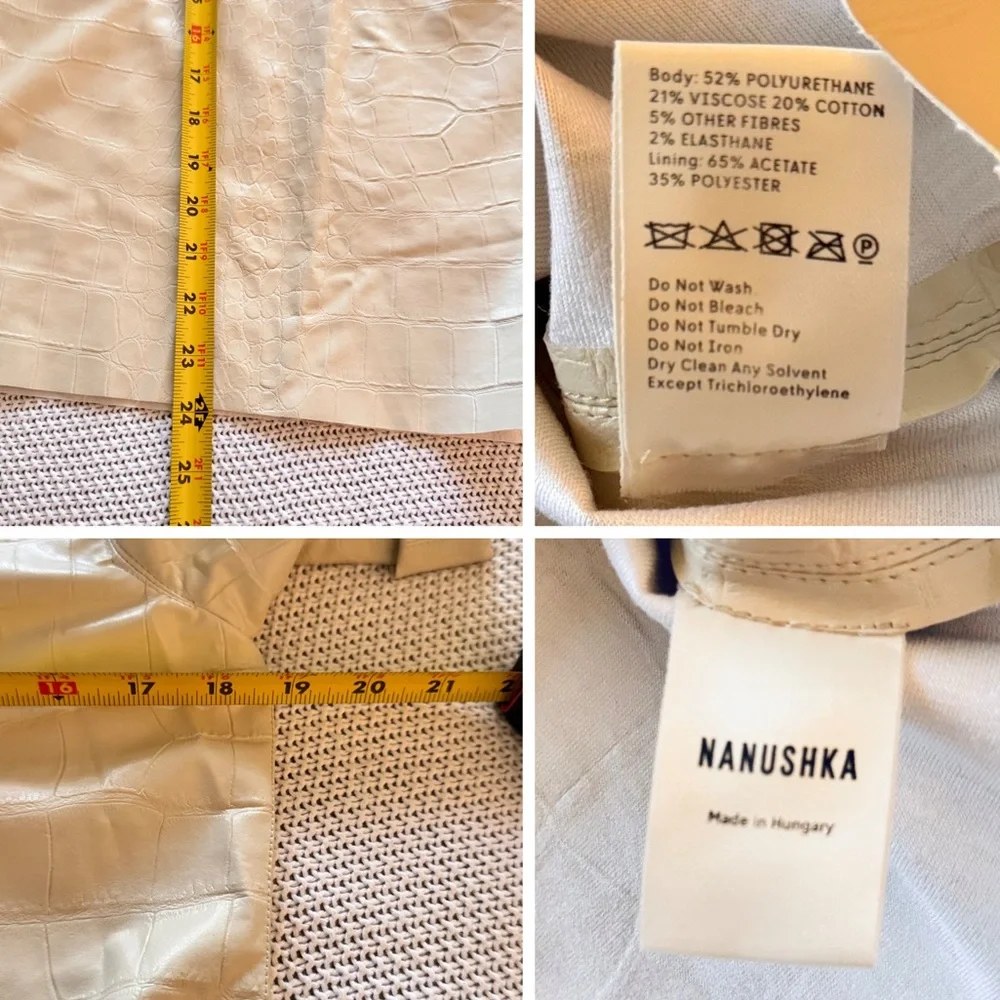 NANUSHKA Kaden Vegan Leather Tee Cream Short Sleeve Top